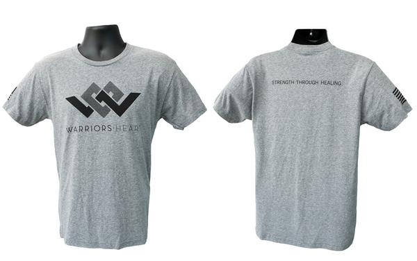 warriors heart tri-blend t-shirt gray front back