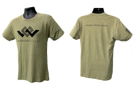 warriors heart tri-blend t-shirt green front black