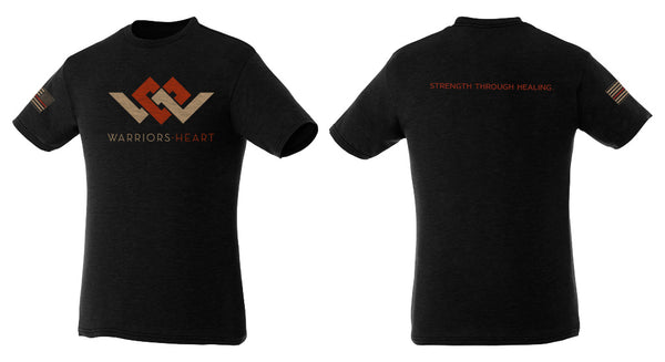 warriors heart triblend shirt in red brown and black color